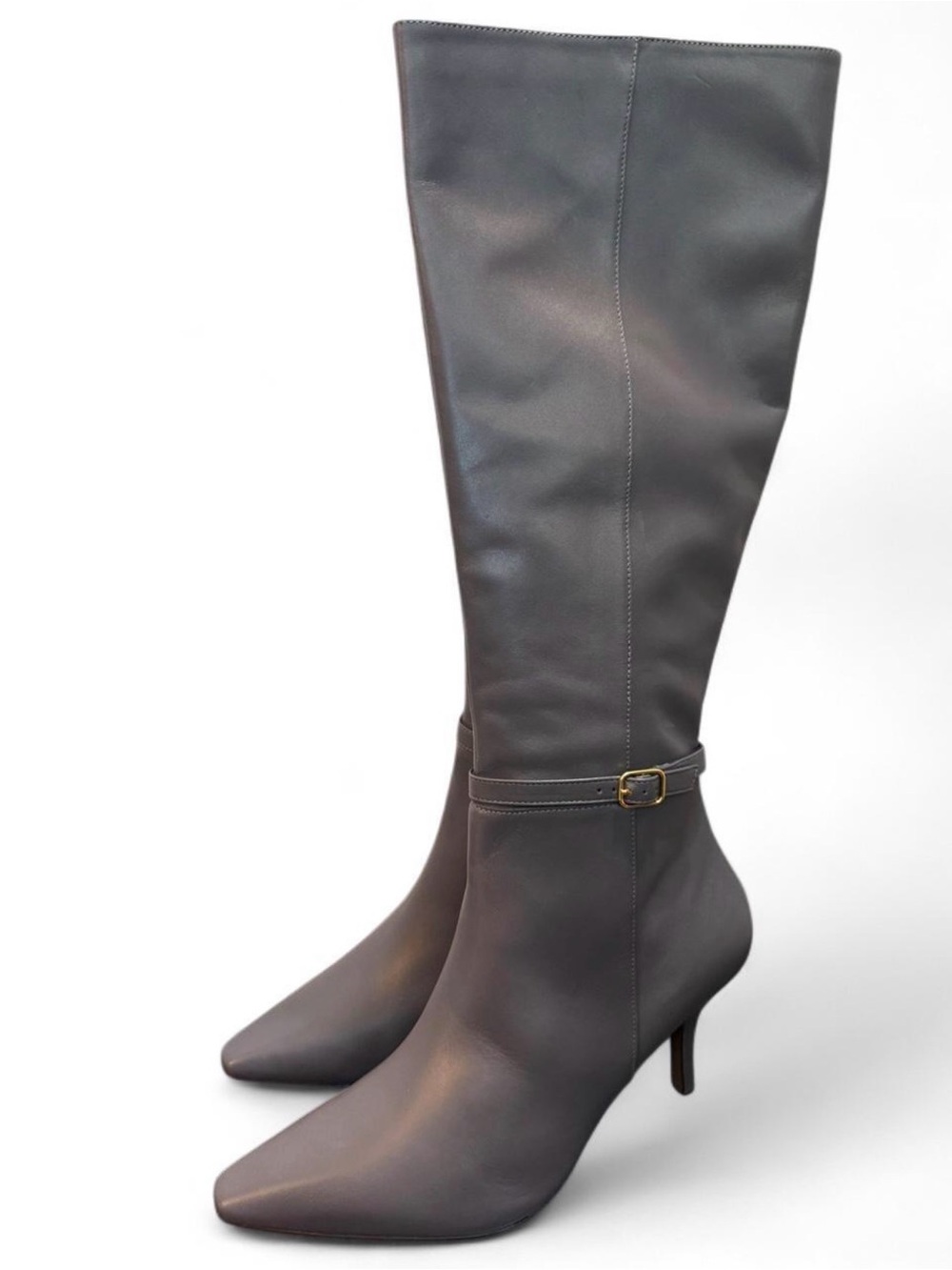 🩶Linea Paolo Parson Pointed Toe Knee-High Stiletto Boots - Grey Leather Size 11M